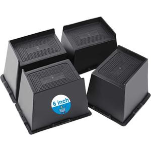 Bed Risers 2 inch, 3 inch, 4 inch, 5 inch, 6 inch Heavy Duty, Oversized Furniture Riser for Couch Sofa Table Desk Chair Recliner Leg Frame Dorm, Support up to 6000 Lbs (Black 6 inch, 4 Pack)