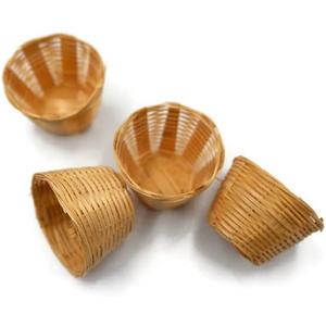 10-Piece Mini Bamboo Wicker Basket Set Handmade Mini Decorative Display Props for Craft & Tabletop Styling no.6