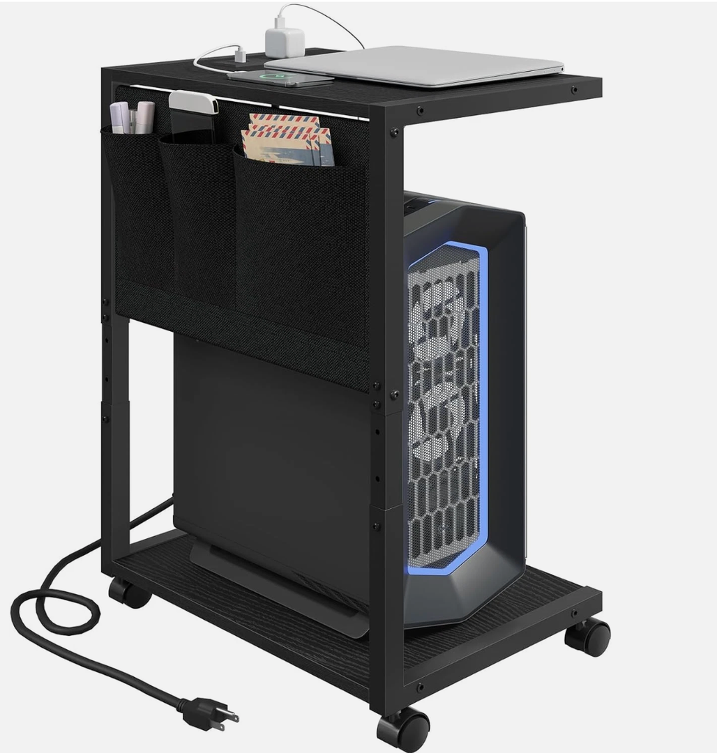 PC Stand, Computer Tower Stand with Charging Station, Height Adjustable PC Tower