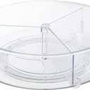 Roninkier Clear Lazy-Susan Organizer with 3-Dividers - 11 Inch Divided Turntable Organizer for Cabinet, Pantry, Kitchen, Fridge, Countertop, Bathroom, Vanity