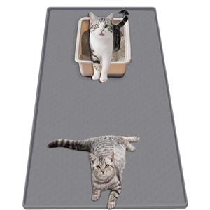 Cat Litter Mat Extra Large, 51"x 25.6" XXXL Waterproof Kitty Litter Silicone Box Mat for Scatter Control, No-Slip Soft Pet Trapping Litter Rug Pad, Machine Washable, Dark Gray