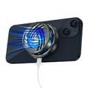 PEPPER JOBS Cell Phone Fan Magnetic Cooler, Cooling Fan with Magnetic Plates LED Display RGB Lights and Instant Cooling System Without Noise for iPhone 11 12 13 14 Series/Android/Tablet/iPad-Black