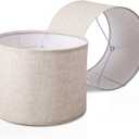 Drum Lampshade Set of 2, Lamp Shade for Table Lamps Floor Lamp, 13" Top X 13" Bottom X 10" High Large Lamp Shades, Modern Fabric Lampshades, Easy Assembly Replacement Lamp Shades Spider Fitter(Beige)