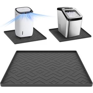 Portable Air Conditioner Silicone Mat with Raised Edges, 19.7''x19.7''x0.4''  Waterproof Pad to Prevent Leaks & Floor Damage  Ideal for Ice Makers, Humidifiers, Mini Fridges & Electrical Appliances (Black)