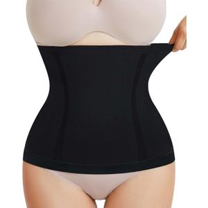 AOSBOEI Waist Trainer Shapewear Tummy Control Waist Cincher Girdle Body Shaper Postpartum Recovery Belt Belly Band Wrap (Black, XL)