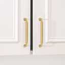 Goldenwarm 5 Pack 5 Inch Brushed Brass Cabinet Pulls Kitchen Cabinet Handles Gold Drawer Pulls Zinc Alloy Solid Hardware for Bathroom Cupboard Dresser