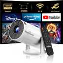Mini Projector with WiFi and Bluetooth, Portable Movie Projector Support 1080P, Auto Keystone,210 Rotation, 130'' Screen Smart Projector Compatible with HDMI Phone for Bedroom