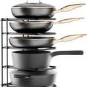 5-Tier Pot and Pan Organizer 13.6", No Assembly Cookware Rack 1-Pack | One-piece Design, Multi-height Layered,Anti-Tip Structure, Dual Vertical & Horizontal Use, Fits Cast Iron Pans & Dutch Ovens