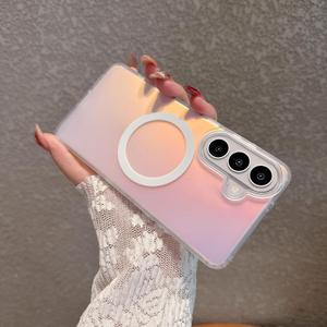 Magnetic for Samsung Galaxy S26 Case Women Girls,[Compatible with MagSafe] [Holographic Iridescent Color Changing Effect] Fashion Slim Cute and Unique Matt Protective Phone Cover