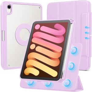 SPARIN Case for iPad mini 7 A17 Pro 2024/iPad Mini 6 2021 8.3 Inch, Detachable Magnetic Cover, Portrait/Landscape Stand with Pencil Holder, Support Auto Wake/Sleep (Purple)
