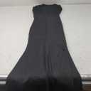 Long Black Formal Dresses for Women Gowns Evening Party Cocktail Dress,Split Elegant V Neck Wrap Ruffle Wedding Guest Dresses, Black M