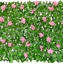 86 York Expandable Fence Privacy Screen Faux Ivy Decorative for Outdoor Garden Wall Patio Balcony, Artificial Hedge Lattice Fencing(Single Sided Leaves) (1, Hydrangea-Pink)