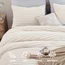 Smoofy Fluffy Queen Comforter Set 3 Pieces - Cream White Fleece Fluffy Comforter Set, Luxury Fuzzy Queen Bedding Set, Soft Warm Bed Set All Season, Heavy Faux Fur Comforter with 2 Pillow Cases