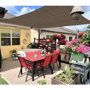 16' x 16' Rectangle Sun Shade Sails Canopy UV Block for Patio Deck Pergola Yard Lawn Outdoor Activities (Brown)