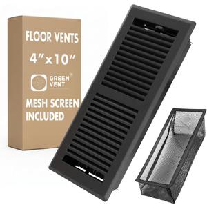 Floor Register 4x10, 2-Way Steel Vent Cover with Steel Damper, Walkable, Matte Black 