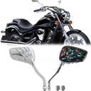 Chrome 8mm/10mm Motorcycle Skull Skeleton Rearview Side Mirrors Compatible with Honda Yamaha Kawasaki Suzuki Aprilia