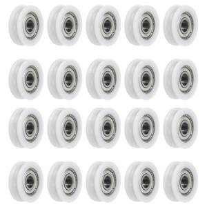 Uxcell 20pcs U608ZZ Nylon Pulley U-Groove Ball Bearing 8x30x10mm U Groove Roller Wheel (GCr15) Chrome Steel Bearings(White)