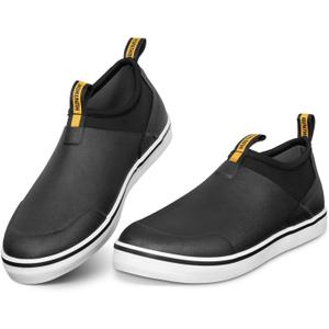 Deck Shoes Waterproof Rubber Boots with Non-Slip Rain Shoes for Fishing, Boating, Gardening, Walking - for Men (10, Black)
