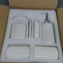 White Bathroom Accessory Set 5PCS, Ceramic Bathroom Accessories Set, Classic Design Bathroom Accessories Sets Complete, Home Apartment Modern Bathroom Decor Vanity Countertop, ANTIS'S HOME