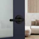 Kwikset Henley Entry Door Handle with Lock and Key, Secure Keyed Reversible Lever Exterior, For Front Entrance and Bedrooms, Matte Black, Pick Resistant Smartkey Rekey Security and Microban