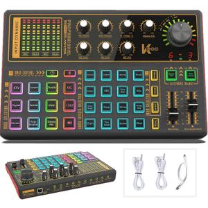 Sound Mixer Board, Voice Changer Sound Card with Multiple Sound Effects - Live Sound Card