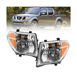 Headlight Assembly Compatible with 2005-2008 Nissan Frontier / 2005-2007 Pathfinder Driver and Paseenger Side Clear Lens+Amber Corner Halogen Front Headlamp Pair w/o Bulb