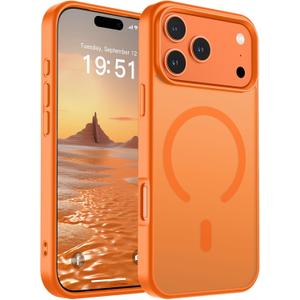 SUPFINE Magnetic for iPhone 17 Pro Max Case (Compatible with MagSafe)(Military Grade Drop Protection) Translucent Matte Shockproof Phone Cover,Starry Orange
