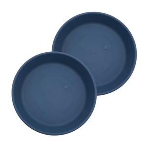 The HC Companies 14 Inch Classic Round Plant Saucer, Lightweight UV-Resistant Plastic Outdoor & Indoor Flower Pot Tray, 2-Pack Plant Pot Trays for Garden & Home Decor, Slate Blue one piece