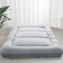MAXYOYO 6" Extra Thick Japanese Floor Mattress Futon Mattress, Foldable Tatami Pad for Adults, Roll Up Floor Mat for Living Room Guest Room RV, Grey, Twin