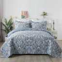 Etwel King Size Quilt Set, Crown Grey King Quilt 3 Pieces, Lightweight Cotton Bedspread, Soft Bedding Set for All Season, Reversible Coverlet Bedding Set, King Size 106"x98"