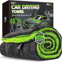 KKV Full-Sized SUV Drying Towel, 48"x24" Dual Sided Microfiber Car Cleaning Towel with Twisting Yarn Technique, 1400GSM Super Absorbent, Scratch-Free, Machine Washable (Darkgray-GreenYellow)