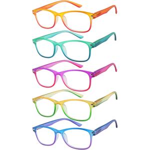 Yogo Vision Blue Light Reading Glasses for Men and Women Two Tone Havana Rectangle Readers Set of 5