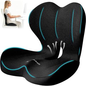 Lumbar Support Seat Cushion - Memory Foam Cushion for Office Chair, Car Seat, Airplane - Sciatica & Hip & Coccyx Pain Relief Desk Chair Cushion for Long Sitting Office Workers, Car Drivers