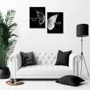 EAGLOG 2 Pieces Black and White Butterfly Wall Art Romantic Series Dreamy Starry Sky Modern Abstract Simple Painting Prints Artwork for Living Room Bedroom Wall Decor 16L x 12W Wrapped Canvas
