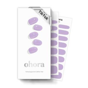 ohora Semi Cured Gel Nail Strips (N Cream Very Peri) - Purple, Solid, Works with UV/LED Lamps, Salon-Quality, Long Lasting, Easy to Apply & Remove - Includes 2 Prep Pads, Nail File & Wooden Stick