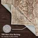 vivorug 8x10 Area Rugs for Living Room, Non-Slip Backing Washable Rug 8x10, Large Area Rug Soft Carpet for Bedroom Dining Room, Vintage, Easy Clean, Durable, Low Pile Rug Under Table, Earth Tone