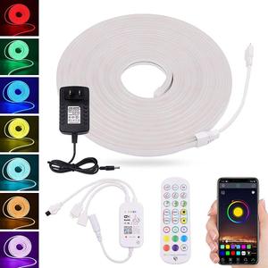 WiFi RGB LED Neon Strip Lights, 12V Color Changing WX300P Neon Light Bar, SMD 3535 96 LEDs/M IP67 Waterproof 6.6ft/2M Outdoor Flexible LED Rope Sign Tupe Light with Remote Control/Power Adapter (RGB (Red, Green, Blue))