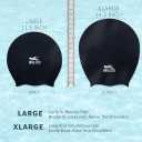Extra Large Swim Cap for Long Hair and Braids, Swimming Cap for Women Dreadlocks Thick Curly Hair Waterproof Silicone Swim Caps Keep Your Hair Dry (Black, L)