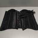 Underbust Corset top Waist Cincher Satin lace up Boned Gothic Plus Size Lingerie Black XL