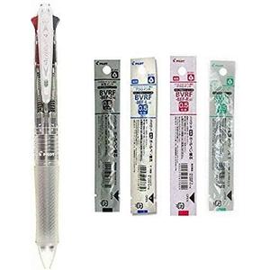 Pilot 4 Colors Ballpoint Pen, Acroball 4 Extra Fine, Black, Red, Blue & Green (BKAB-45EF-CSP) (Clear + Refill Set)
