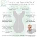 SwaddleDesigns Transitional Swaddle Sack, Arms Up Half-Length Sleeves & Mitten Cuffs, Swaddle for Newborn Transition to Baby Sleep Sack Wearable Blanket, 3-6 Month, 14-21 lb, Gray with Striped Trim