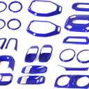 21PCS Full Set Interior Decoration Trim Kit Compatible with Jeep Wrangler JL JLU & Gladiator JT 2018-2021,Steering Wheel,Reading Light,Air Conditioning Vent,Headlight Switch,Speaker Covers(Blue)