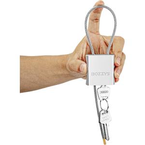 Cable Padlock with 3 Keys | L 1.15ft(0.35m),D 1/6in(4mm) Adjustable Steel Cable Lock | Aluminum Locks for Bikes, Gate, Lockers & Outdoor Gear | Weatherproof & Silver