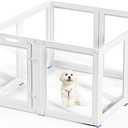 Clear Acrylic Dog Playpen Transparent Dog Playpen Indoor, Easy Assemble Clear Pet Pen for Puppy Bunny Cat Pig, Sturdy & Easy Cleaning Plastic Dog Puppy Fence (23.6" H, 8PCS)
