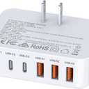 100W USB C Wall Charger Block, 6 Port Fast Charger Plug Adapter with PD USB-C + QC USB A Multiport Type C Charging Block Station Cube Hub for iPhone 17 16 15 14 13 12 Pro Max XR XS 8 7, Samsung