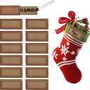 Personalized Christmas Stocking Leather Name Tags Custom Christmas Stocking Leather Tags Personalized Knitted Xmas Stocking 12PCS Light Brown Leathers Name Label for Family Christmas Decor