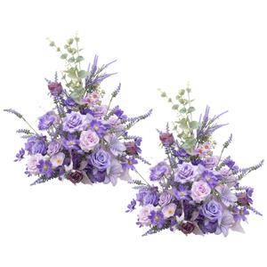 Angela flower 2pcs Purple Free Standing Flowers Ball Bouquet Artificial Rose Arrangements Balls for Wedding Centerpieces Tables Chair Aisle Runner Flowers Decorations