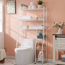 Lauren&Harold Over Toilet Bathroom Organizer 33",6-Tier Over The Toilet Storage Cabinet,Over The Toilet Storage Shelf for Restroom,Laundry(White-Cream)