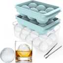 Large Ice Ball Maker Mold, 1.9" Round Ice Cube Mold for Whiskey Bourbon Cocktail, 6 Balls, Sphere Ice Mold, Big Ice Cube Tray with Container and Tongs, Easy to Fill & Release (Blue)