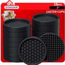 Non Slip Furniture Pads - 2" Anti Skid Caster Cups, 16PCS Round Furniture Coasters for Hardwood Floors, Anti Slide Furniture Cup Bed Couch Floor Protectors,Furniture Stoppers to Prevent Sliding(Black)